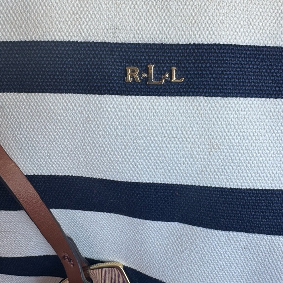 Lauren Ralph Lauren Navy and Brown Striped Shoulder Bag - Picture 11 of 11